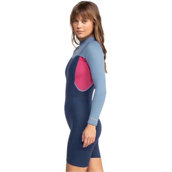 2024 Roxy Womens Prologue 2mm Long Sleeve Back Zip Shorty Wetsuit ERJW403068 - Dark Denim